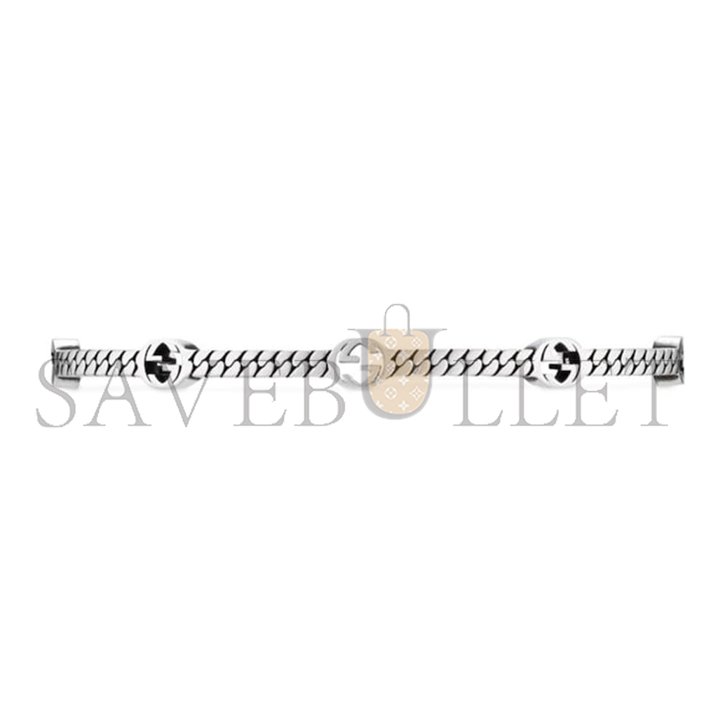 GUCCI INTERLOCKING STERLING SILVER BRACELET YBA661529001017